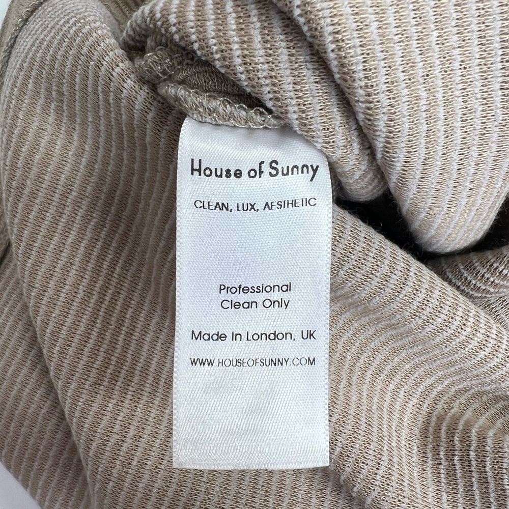 House Of Sunny Split Sleeve Rib Dress With Tie Front Beige Tan Size US 4 Small - Picture 12 of 16